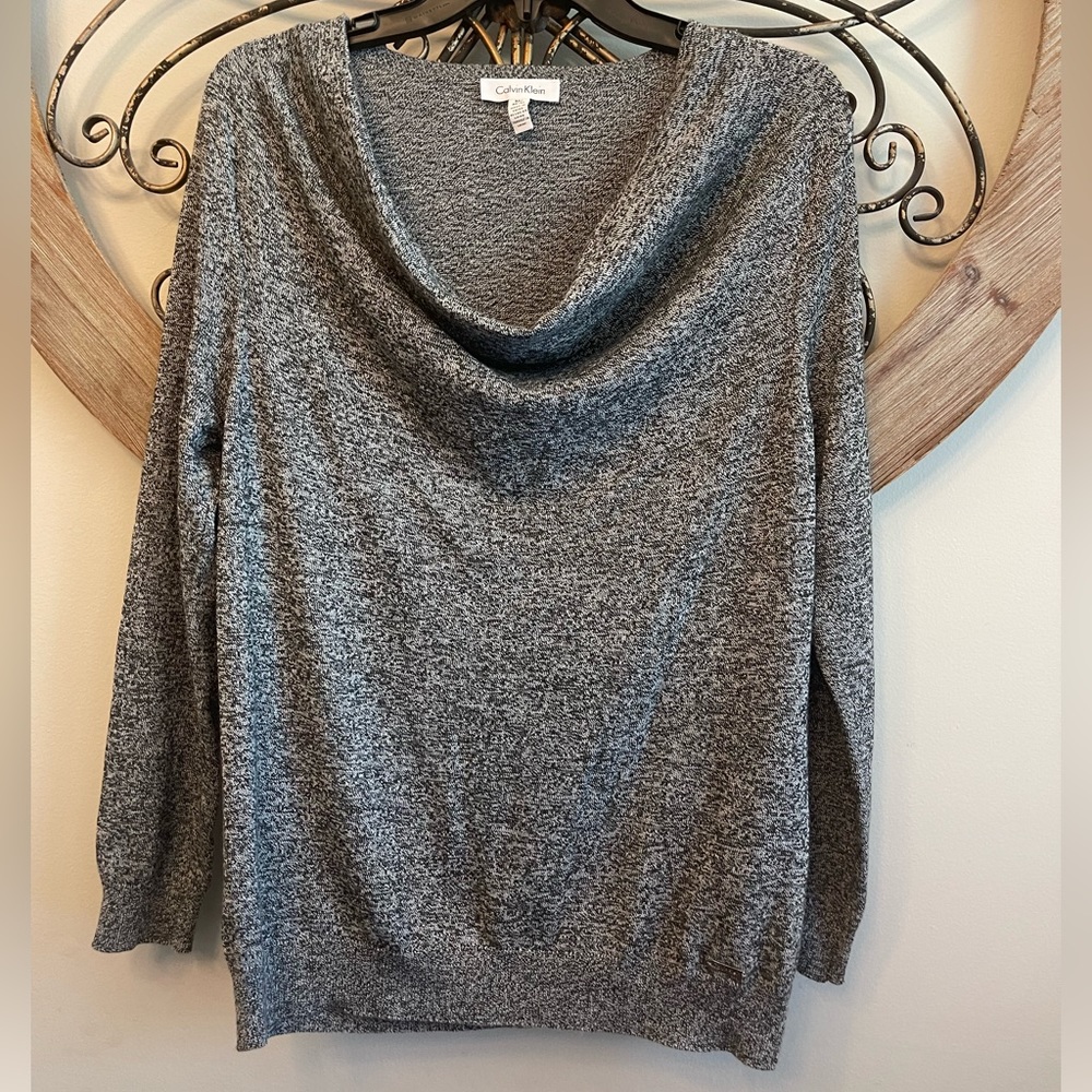 Calvin Klein Gray Super Soft Cowl Neck Long Sleeve Sweater